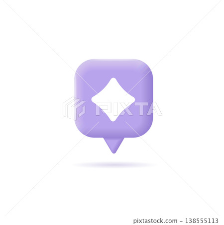 3d Purple Speech Bubble Icon with White Sparkle Sign Generate Content Concept Cartoon Design Style. Vector 3d Purple Speech Bubble Icon with White Sparkle Sign Generate Content Concept Cartoon Design Style. Vector 138555113