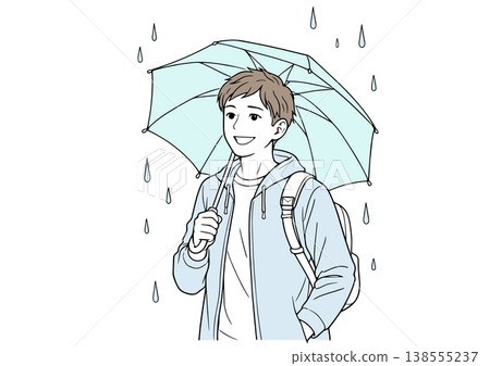 A young man smiling in the rain 138555237
