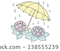 Illustration of hydrangeas and an umbrella 138555239