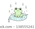 A frog on a leaf and rain 138555241