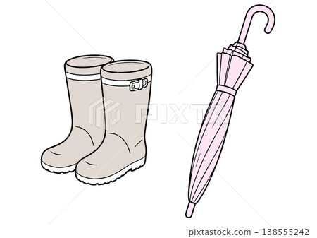 Illustration of rain boots and umbrella 138555242