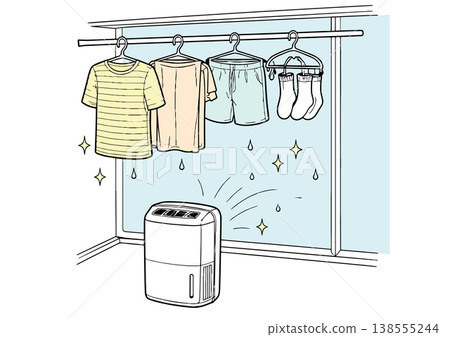 Indoor laundry drying scene 138555244