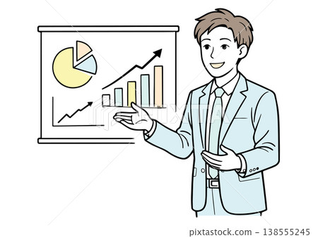A young man giving a business presentation 138555245