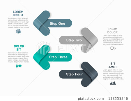 Modern infographic with overlapping ribbons, featuring placeholder text and clean vector design. Vector illustration. 138555246