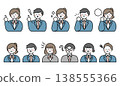 A set of poses and expressions for male and female students wearing blazer uniforms. 138555366