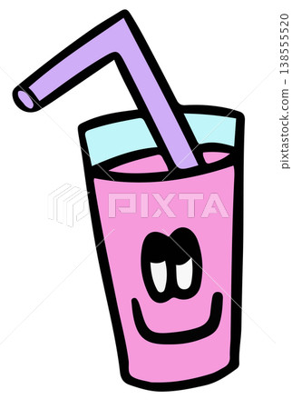 Hand drawn happy pink milk and purple straw for cafe, restaurant, sweet drink menu, recipe, sticker, department store, supermarket, market, beverage, cute patch, office snack, lunch break, sugar, diet Hand drawn happy pink milk and purple straw for cafe, restaurant, sweet drink menu, recipe, sticker, department store, supermarket, market, beverage, cute patch, office snack, lunch break, sugar, diet 138555520