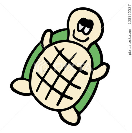 Hand drawn illustration of turtle for animal, zoo, souvenir shop, cartoon characters, comic, mascot, cute patch, shirt print, forest, sticker, plush toy, kid doll, trip, travel, vacation, vet, icon 138555527