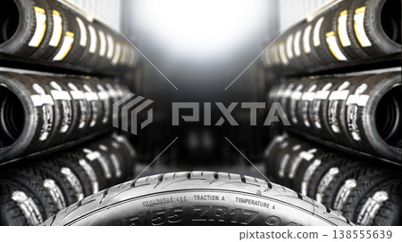 Tire Tread and Shop Stock, Copy Space Tire Tread and Shop Stock, Copy Space 138555639