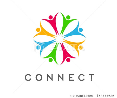 People connect and community icon of friendship and union symbol, vector emblem. Community people connection and unity or social network and team collaboration, partnership hands and teamwork sign People connect and community icon of friendship and union symbol, vector emblem. Community people connection and unity or social network and team collaboration, partnership hands and teamwork sign 138555686