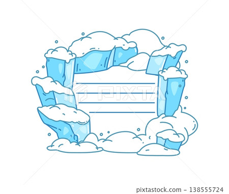 Kids memo note with winter snow and ice frame for message sticker, vector cartoon plant list. Adhesive post, daily to do task planner with frozen rocks with snowcaps or snowdrifts for kids memo note Kids memo note with winter snow and ice frame for message sticker, vector cartoon plant list. Adhesive post, daily to do task planner with frozen rocks with snowcaps or snowdrifts for kids memo note 138555724