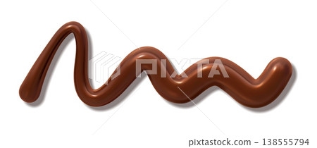 Rich chocolate drizzle, smooth sauce swirl and glossy drip effect. Melted cocoa and milk syrup splash 3d flow isolated vector brown caramel glaze with sweet cacao droplet, candy cream squirt line Rich chocolate drizzle, smooth sauce swirl and glossy drip effect. Melted cocoa and milk syrup splash 3d flow isolated vector brown caramel glaze with sweet cacao droplet, candy cream squirt line 138555794