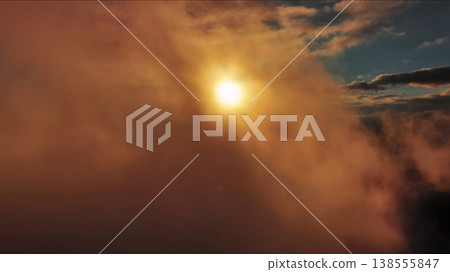 Aerial view of orange fluffy cloud in sky Aerial view of orange fluffy cloud in sky 138555847
