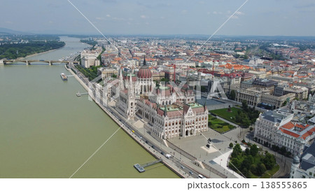 Hungarian Parliament building on Danube river Hungarian Parliament building on Danube river 138555865