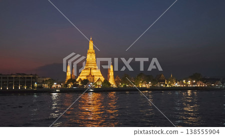 Wat Arun temple and Chao Phraya river in Bangkok Wat Arun temple and Chao Phraya river in Bangkok 138555904