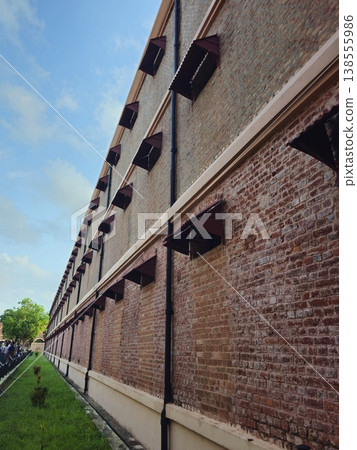 Andaman and Nicobar Islands, 29th May 2024. The imposing brick exterior and barred ventilation windows of the historic Cellular Jail National Memorial in Port Blair. 138555986