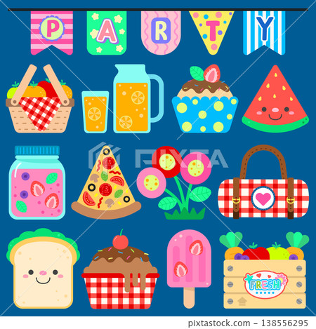 Picnic Party Elements Set for Summer Outdoor Celebration Picnic Party Elements Set for Summer Outdoor Celebration 138556295