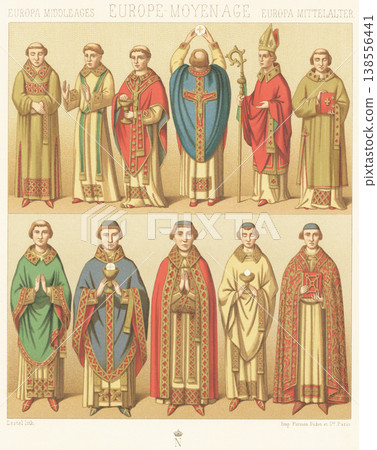 Illustration of a medieval European clergyman Illustration of a medieval European clergyman 138556441