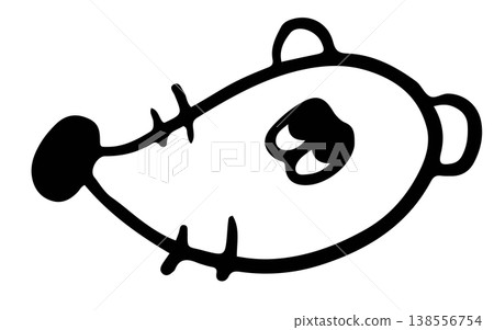 Hand drawn mouse or rat outline for colouring book, cartoon, characters, comic, stickers, tattoo, animal, home, house, yard, patch, shirt print, sticker, icon, nature, garden, brooch, toy, kid doll 138556754