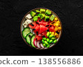 Vegan poke bowl with grapefruit, avocado, mango, edamame, and cucumber 138556886