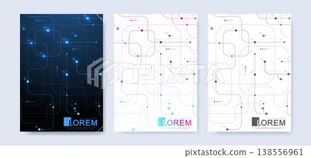 Abstract digital technology cover template design for a report and brochure, flyer, leaflets, poster, header, banner, website, presentation. Vector illustration Abstract digital technology cover template design for a report and brochure, flyer, leaflets, poster, header, banner, website, presentation. Vector illustration 138556961