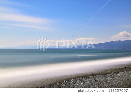 Kanagawa Prefecture, Sodegaura Beach in early spring, long exposure photography 138557097