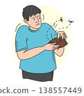 Sad man looking at empty wallet 138557449
