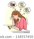 Sad woman planning expenses doodle vector 138557450