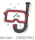 Diving mask doodle icon vector isolated 138557451