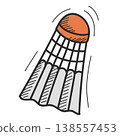 Shuttlecock doodle icon vector isolated 138557453
