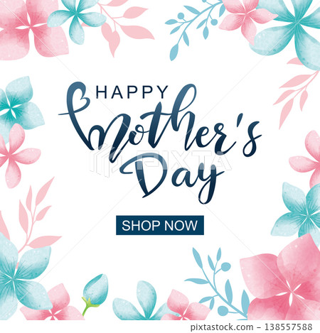 Watercolor painting style flower frame frame, Mother's Day wide and wide announcement sea report material sheet, also applicable to Women's Day, Lover's Day, Anniversary Day, Weekly Year 138557588