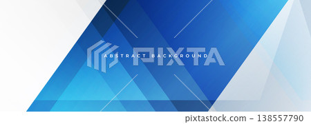 White modern abstract wide banner with blue line and geometric shapes. White and blue abstract background. White modern abstract wide banner with blue line and geometric shapes. White and blue abstract background. 138557790