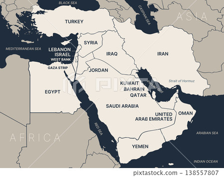 Political middle east asia map, infographic Political middle east asia map, infographic 138557807