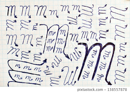 Zodiac sign drawn with a fountain pen. 138557878