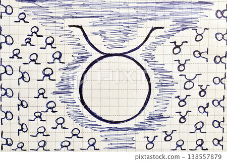 Zodiac sign drawn with a fountain pen. Zodiac sign drawn with a fountain pen. 138557879