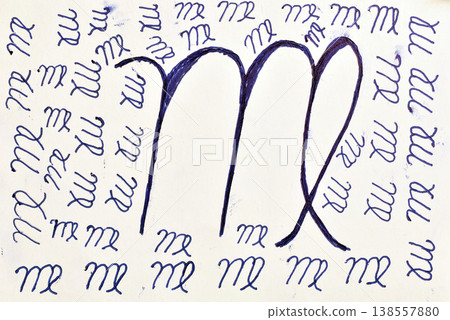 Zodiac sign drawn with a fountain pen. 138557880