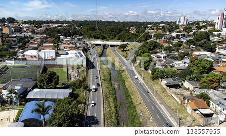 Aerial view of city limit between urban area and forest in Goiania Aerial view of city limit between urban area and forest in Goiania 138557955