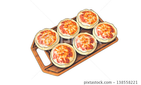 3D illustration of a tray of mini gratin (different angle) 138558221