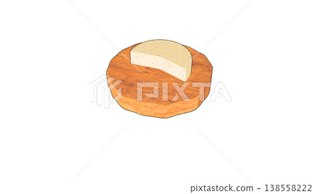 3D illustration of a cut round piece of cheese 138558222