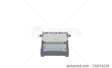 3D illustration of a retro typewriter (front view) 3D illustration of a retro typewriter (front view) 138558230