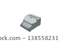 復古打字機的三維插圖（傾斜角度）。 138558231