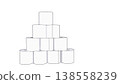 堆疊的衛生紙捲的三維插圖（塊狀） 138558239