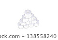 一疊衛生紙捲的三維插圖（金字塔形狀） 138558240
