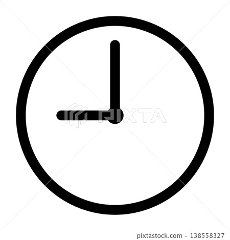 一個顯示9點鐘位置的時鐘線條圖圖示。 138558327