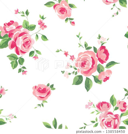 Watercolor Rose Seamless Pattern Romantic Floral Pink Flowers Elegant Botanical Background Design Watercolor Rose Seamless Pattern Romantic Floral Pink Flowers Elegant Botanical Background Design 138558450