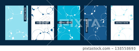 Set of futuristic flyers for water theme. Abstract geometric simplicity background with circle design. Perfect for cover, poster,tech banner, brochure,header, web. Vector illustration 138558693