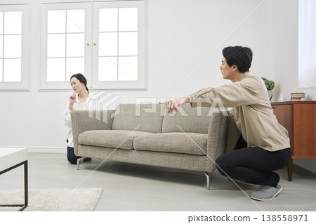Couple plans sofa arrangement: Living room redecoration Couple plans sofa arrangement: Living room redecoration 138558971