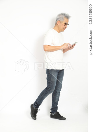 Walking and Using Phone 138558990