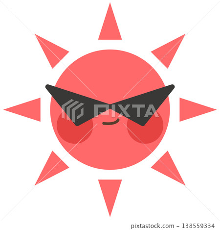 可愛的太陽戴著太陽眼鏡 138559334