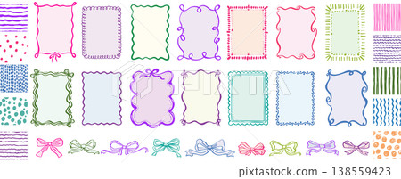 Hand Drawn Frame and Ribbon Set Hand Drawn Frame and Ribbon Set 138559423