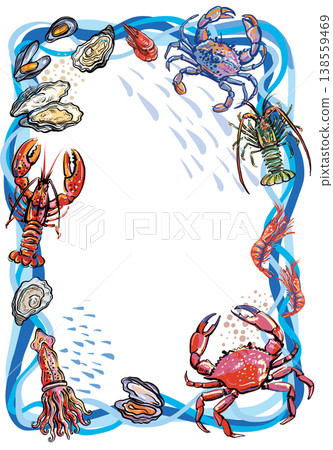 Seafood frame with lobster crab shrimp oyster 138559469